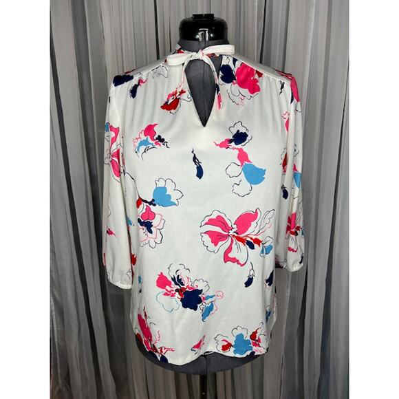 knit top kitten bow tropical flowers 1970s pink blue - Picture 1 of 8